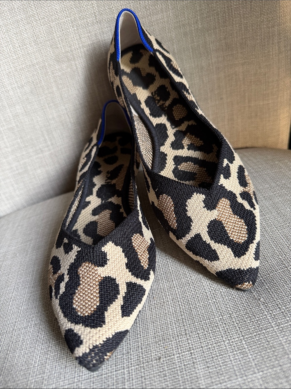 Rothy's Leopard Print Pointed Toe Flats - Beige, Black